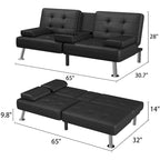 Homall Futon Sofa Bed Convertible Lounge Couch Sofa with Cupholders & Pillows