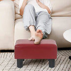 Adeco Small Rectangular Ottoman Modern PU Leather Footrest Stool Chair