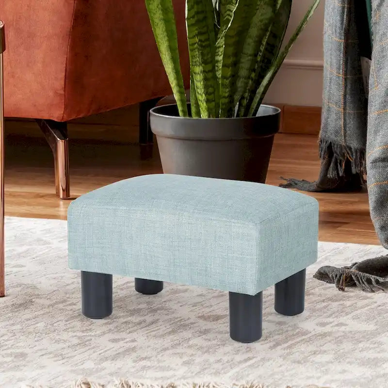 Adeco Small Rectangular Ottoman Modern PU Leather Footrest Stool Chair