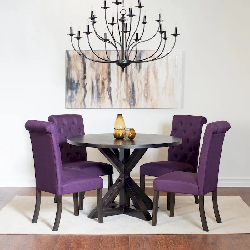 Roundhill Furniture Nylander 5-piece Dining Set, Cross-Buck Dining Table with 4 Stylish Chairs