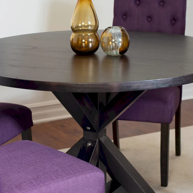 Roundhill Furniture Nylander 5-piece Dining Set, Cross-Buck Dining Table with 4 Stylish Chairs