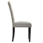 Solid Wood Tufted Dining Chairs, Kitchen Dining Room Chairs with Bronze Nailhead Trim Set of 2