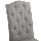 Solid Wood Tufted Dining Chairs, Kitchen Dining Room Chairs with Bronze Nailhead Trim Set of 2