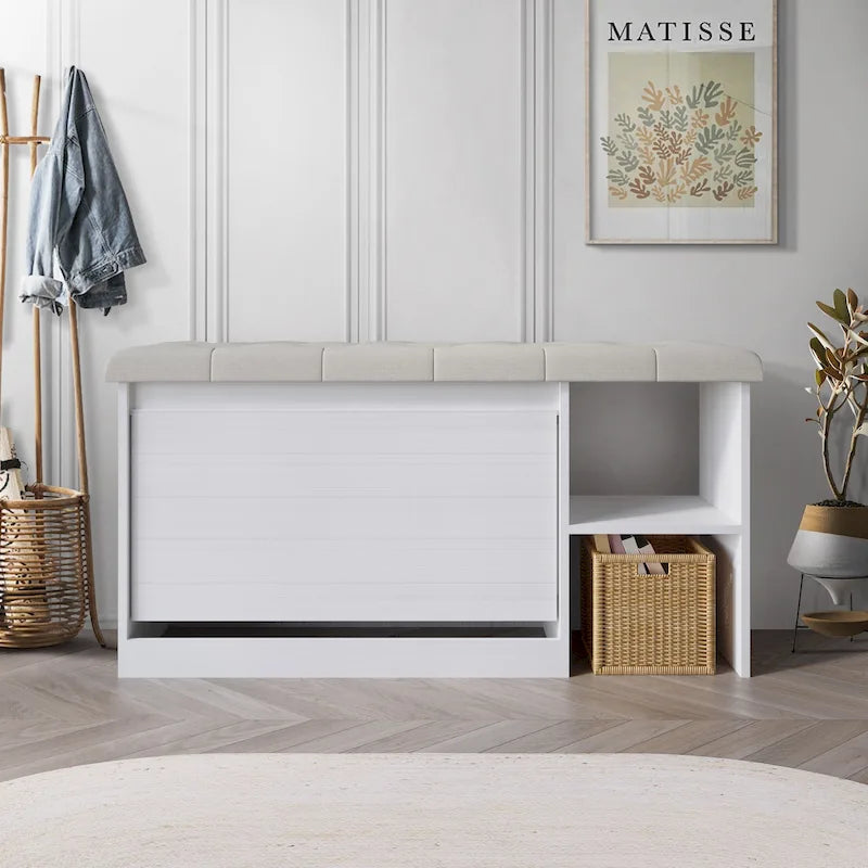 CraftPorch Multifunctional Flip-Drawer Storage Shoes Bench