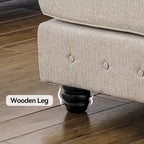 Chesterfield Sectional Sofa with Ottoman and 6 Pillows U-Shape Linen Fabric Sofa with Chaise and Rubberwood Legs for Living Room