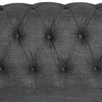 Chesterfield Sectional Sofa with Ottoman and 6 Pillows U-Shape Linen Fabric Sofa with Chaise and Rubberwood Legs for Living Room