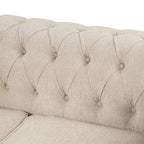Chesterfield Sectional Sofa with Ottoman and 6 Pillows U-Shape Linen Fabric Sofa with Chaise and Rubberwood Legs for Living Room