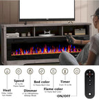 BOSSIN Fireplace 65 TV Stand for TVs Up to 75 TV with 60 Electric Fireplace,Entertainment Center with Open Shelve Storage