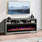 BOSSIN Fireplace 65 TV Stand for TVs Up to 75 TV with 60 Electric Fireplace,Entertainment Center with Open Shelve Storage