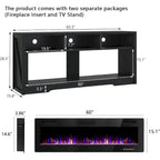 BOSSIN Fireplace 65 TV Stand for TVs Up to 75 TV with 60 Electric Fireplace,Entertainment Center with Open Shelve Storage