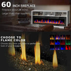 BOSSIN Fireplace 65 TV Stand for TVs Up to 75 TV with 60 Electric Fireplace,Entertainment Center with Open Shelve Storage
