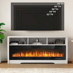 BOSSIN Fireplace 65 TV Stand for TVs Up to 75 TV with 60 Electric Fireplace,Entertainment Center with Open Shelve Storage