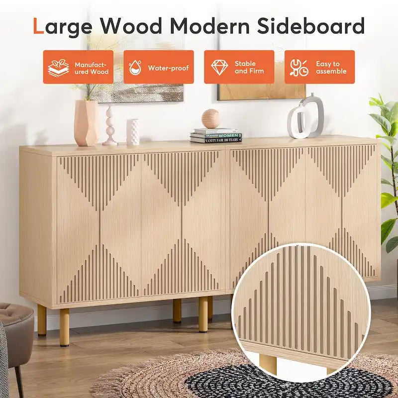 58 Inches Sideboard Buffet Cabinet with Doors Freestanding Storage Cabinet