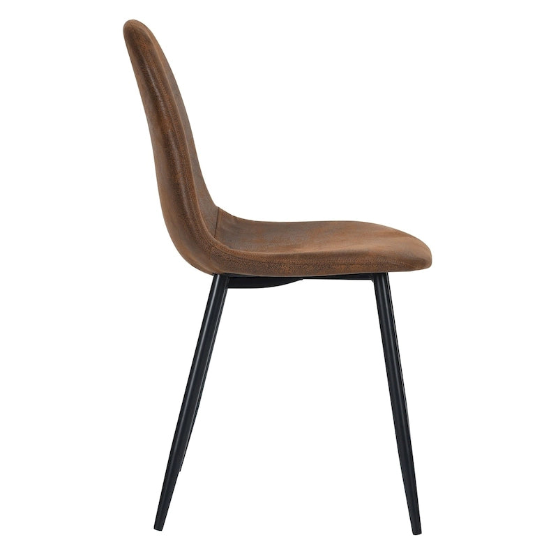 Dining Chair Set of 4 Suede Fabric Side Seating with Black Metal Legs