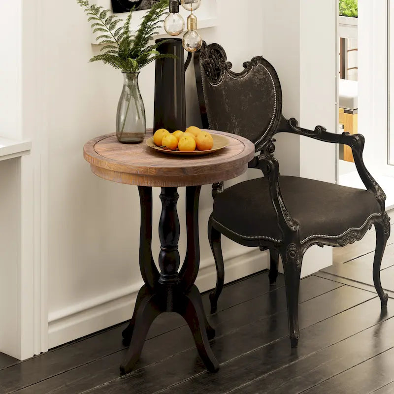 COZAYH Rustic Farmhouse End Table, Natural Top Side Table for Family, Dinning or Living Room, Handcrafted Finish, Modern