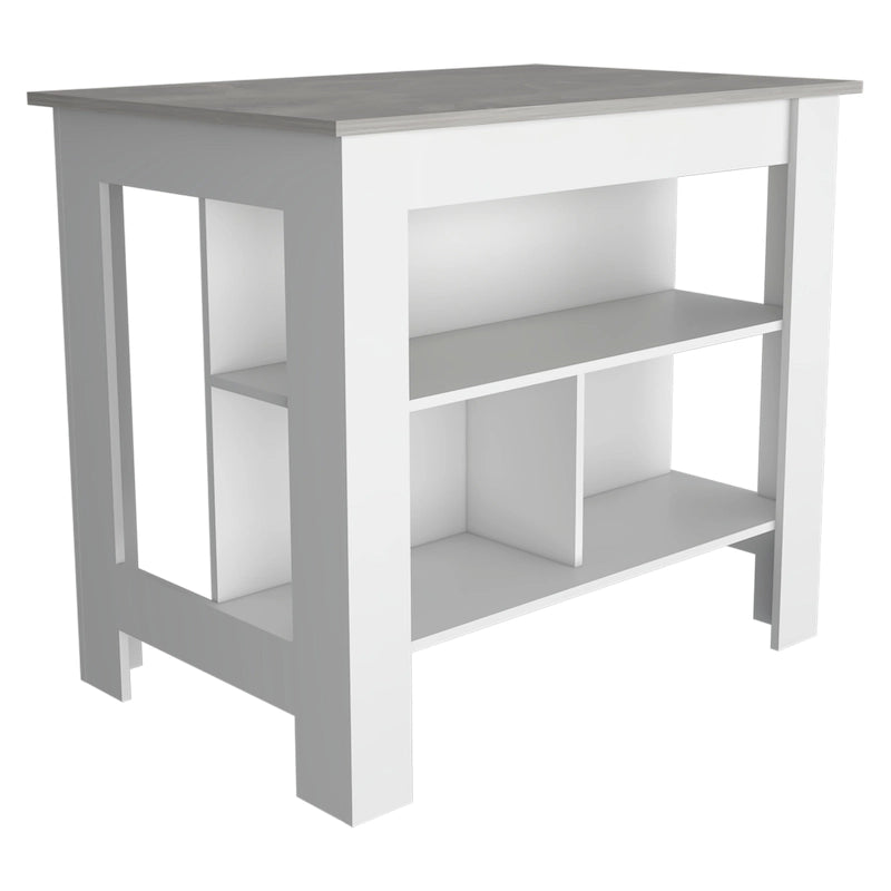 TUHOME Cala 3-Shelf Wooden Casual Kitchen Island