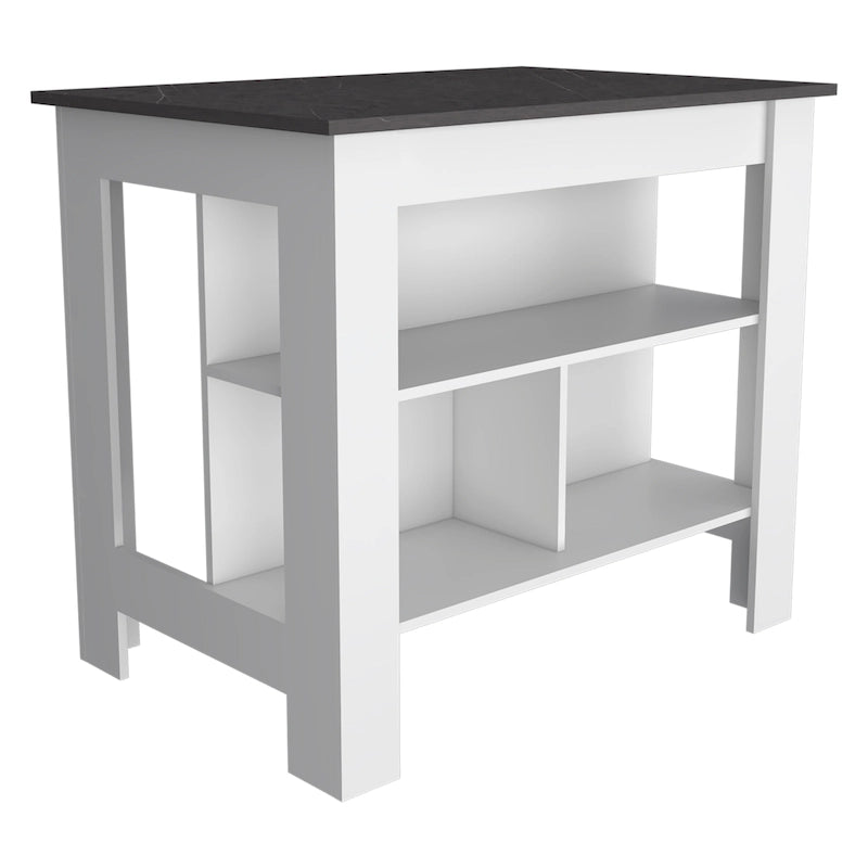 TUHOME Cala 3-Shelf Wooden Casual Kitchen Island