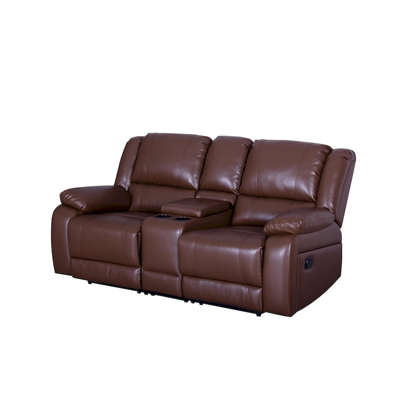72 Width Modern Contemporary Faux Leather Manual Reclining Loveseat