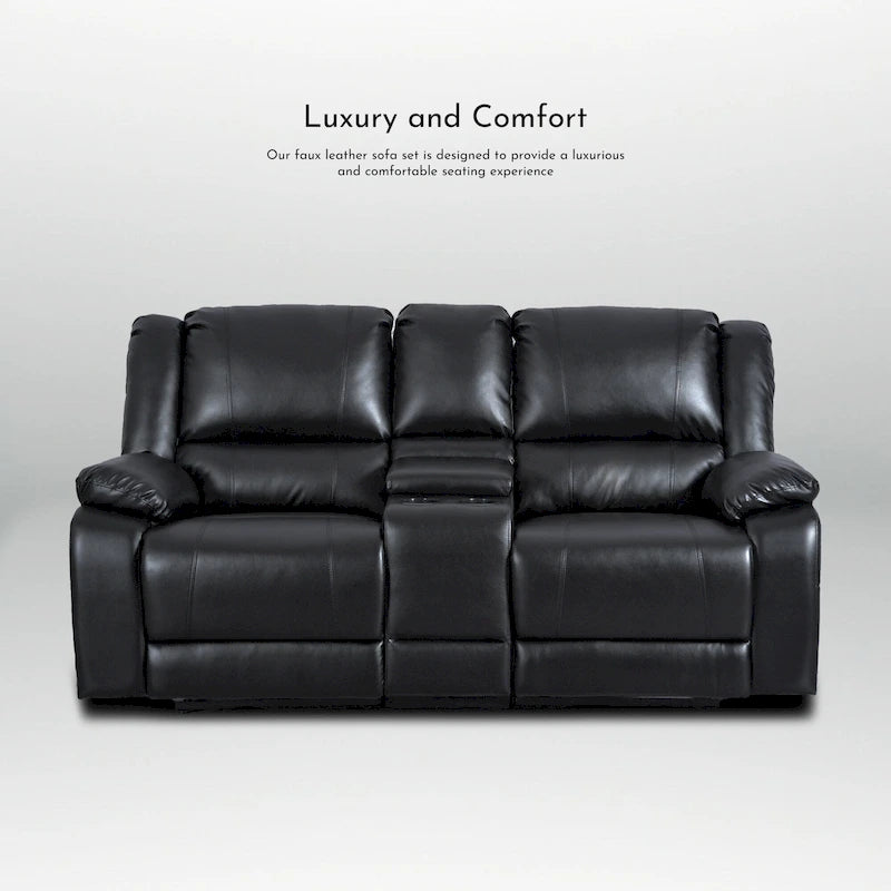 72 Width Modern Contemporary Faux Leather Manual Reclining Loveseat