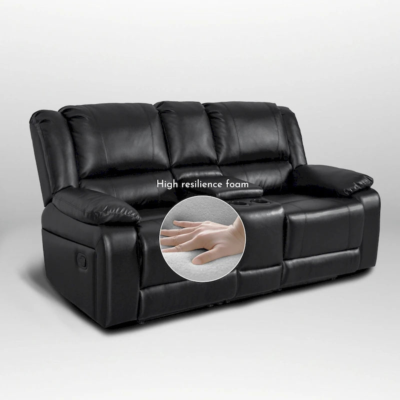 72 Width Modern Contemporary Faux Leather Manual Reclining Loveseat