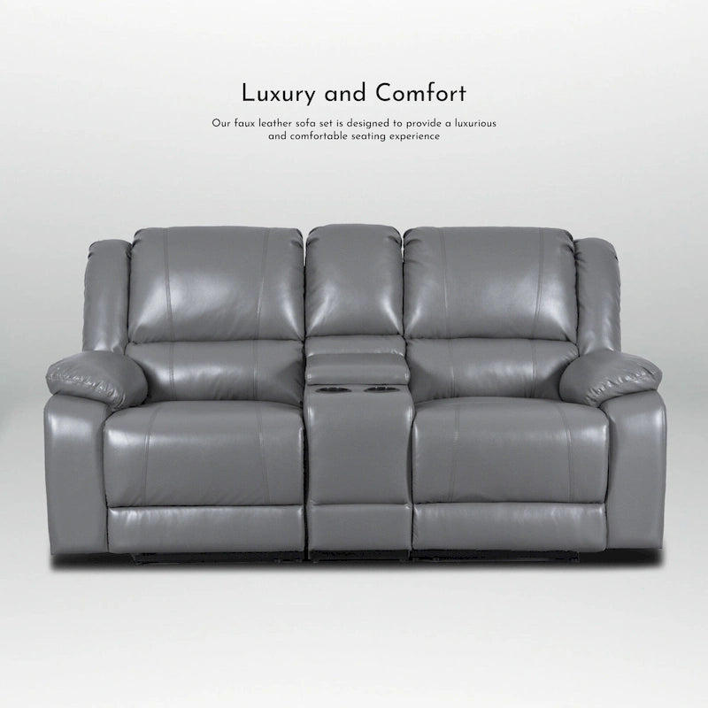 72 Width Modern Contemporary Faux Leather Manual Reclining Loveseat
