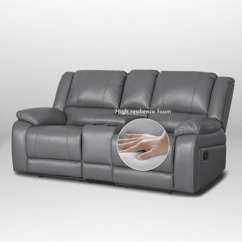 72 Width Modern Contemporary Faux Leather Manual Reclining Loveseat