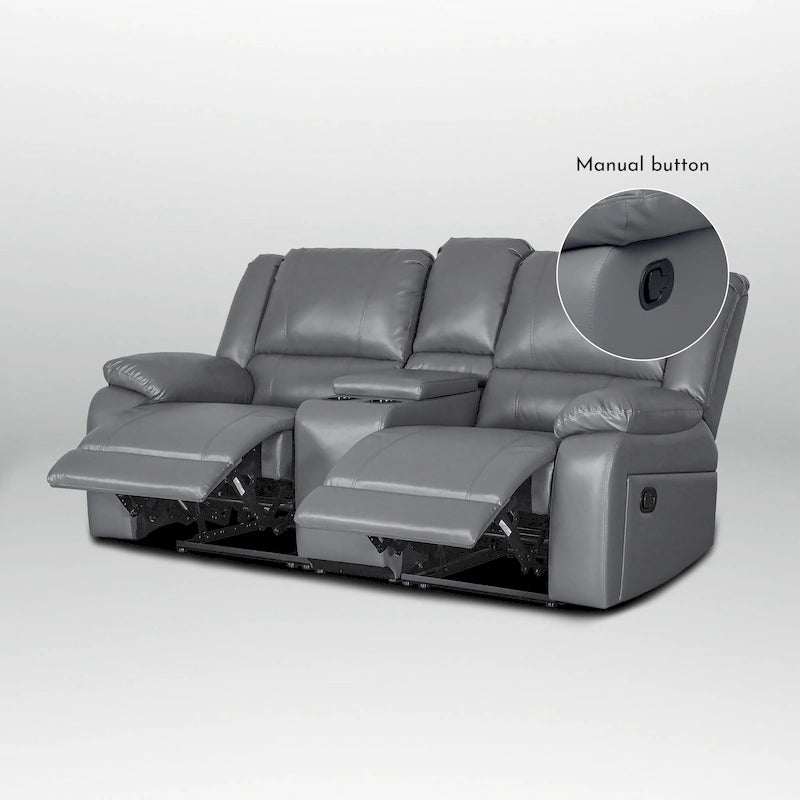 72 Width Modern Contemporary Faux Leather Manual Reclining Loveseat