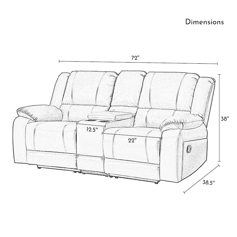 72 Width Modern Contemporary Faux Leather Manual Reclining Loveseat