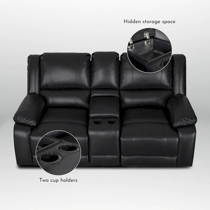 72 Width Modern Contemporary Faux Leather Manual Reclining Loveseat