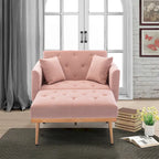 Velvet Upholstered Tufted Living Room Sleeper Sofa Chair With Rose Golden feet