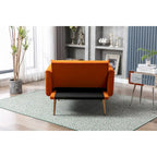 Velvet Upholstered Tufted Living Room Sleeper Sofa Chair With Rose Golden feet