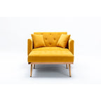 Velvet Upholstered Tufted Living Room Sleeper Sofa Chair With Rose Golden feet