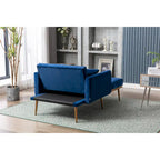 Velvet Upholstered Tufted Living Room Sleeper Sofa Chair With Rose Golden feet