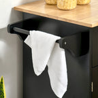 HOMCOM 41 Modern Rolling Kitchen Island, Kitchen Storage Utility Cart Trolley with Rubberwood Top, 2 Drawers, and Towel Rack