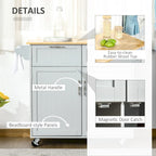 HOMCOM 41 Modern Rolling Kitchen Island, Kitchen Storage Utility Cart Trolley with Rubberwood Top, 2 Drawers, and Towel Rack
