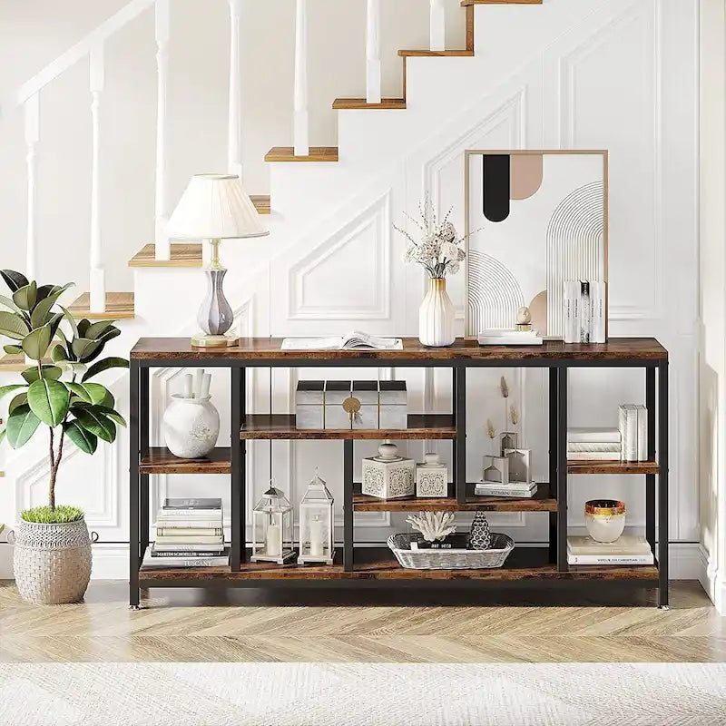 70.9 inch Console Sofa Table with Storage, 3-Tier Entryway Table for Hallway