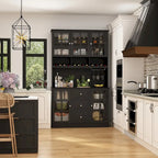 79Pantry Storage Cabinet Glass Doors Sideboard Buffet Cabinet Lacquer