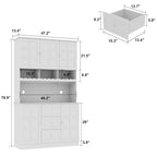 79Pantry Storage Cabinet Glass Doors Sideboard Buffet Cabinet Lacquer