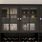 79Pantry Storage Cabinet Glass Doors Sideboard Buffet Cabinet Lacquer