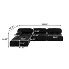Black Modular Sectional Sofa Velvet Upholstered Sofa