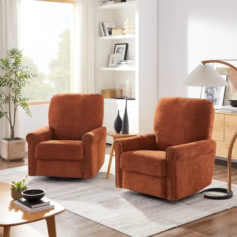 Heido 360 Degree Swivel Glider Manual Recliner Leisure Chair Set of 2