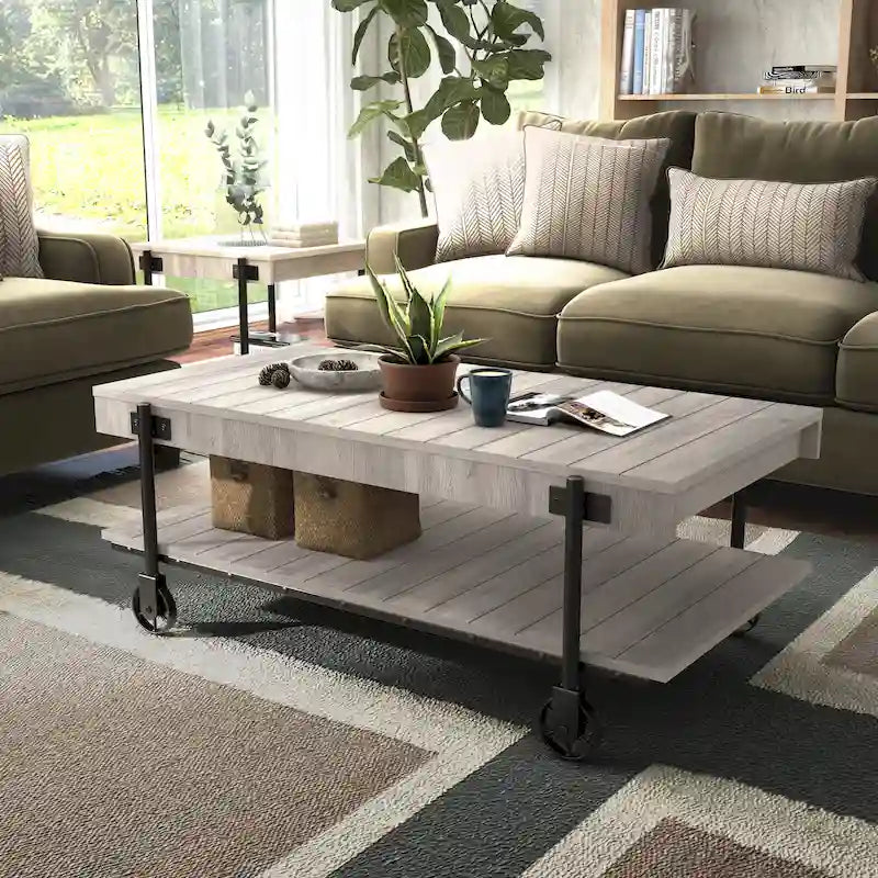 Hyssop Farmhouse 47-inch Steel 1-Shelf Coffee Table by Furniture of America