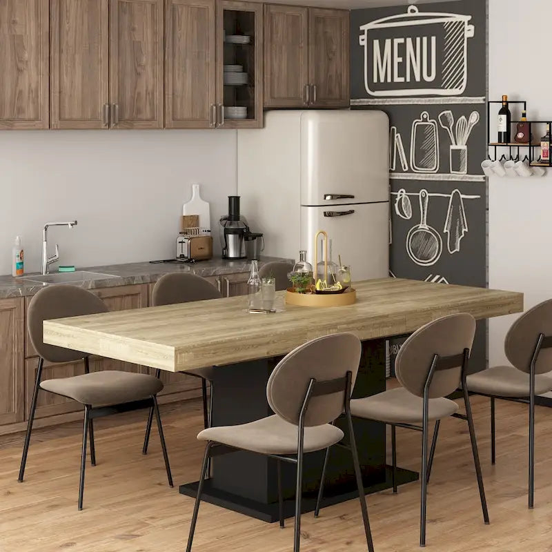 Home Wood Dining Table Extendable Table Meeting Working Computer