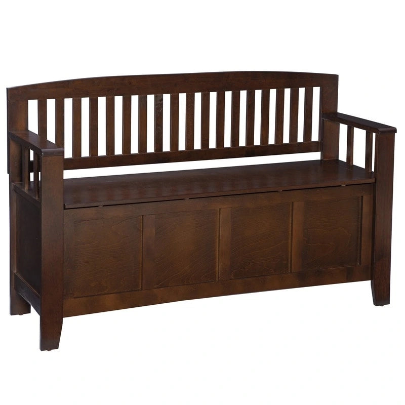 Migdalia Flip Top Slat Back Storage Entryway Bench