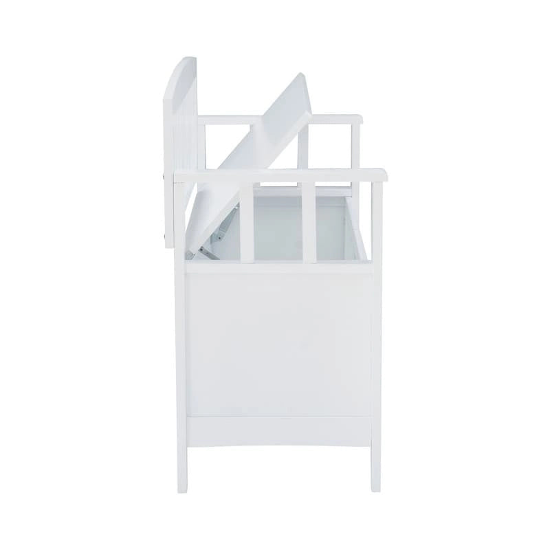 Migdalia Flip Top Slat Back Storage Entryway Bench