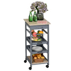 HOMCOM Mobile Rolling Kitchen Island Trolley Serving Cart with Underneath Drawer & Slide-Out Wire Storage Basket