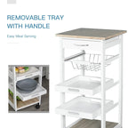 HOMCOM Mobile Rolling Kitchen Island Trolley Serving Cart with Underneath Drawer & Slide-Out Wire Storage Basket