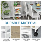 HOMCOM Mobile Rolling Kitchen Island Trolley Serving Cart with Underneath Drawer & Slide-Out Wire Storage Basket
