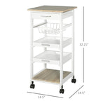 HOMCOM Mobile Rolling Kitchen Island Trolley Serving Cart with Underneath Drawer & Slide-Out Wire Storage Basket