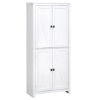 HOMCOM 72 Freestanding 4-Door Kitchen Pantry, Storage Cabinet Organizer with 4-Tiers, and Adjustable Shelves, White
